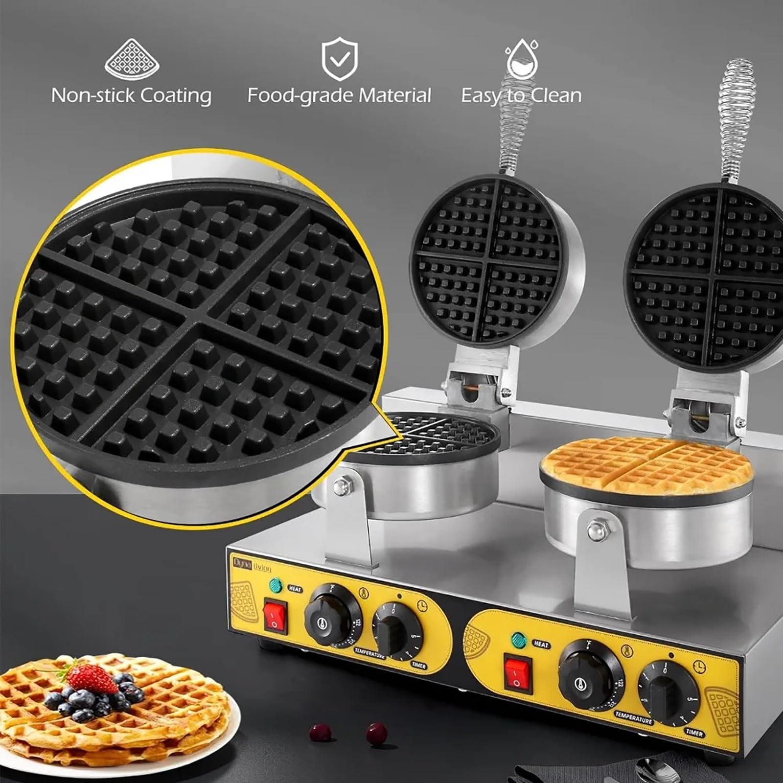 Gofrownica, komercyjna gofrownica, elektryczna maszyna do robienia gofrów o mocy 1200 W, elektryczna gofrownica do stoisk z jedzeniem na przyjęcia restauracyjne