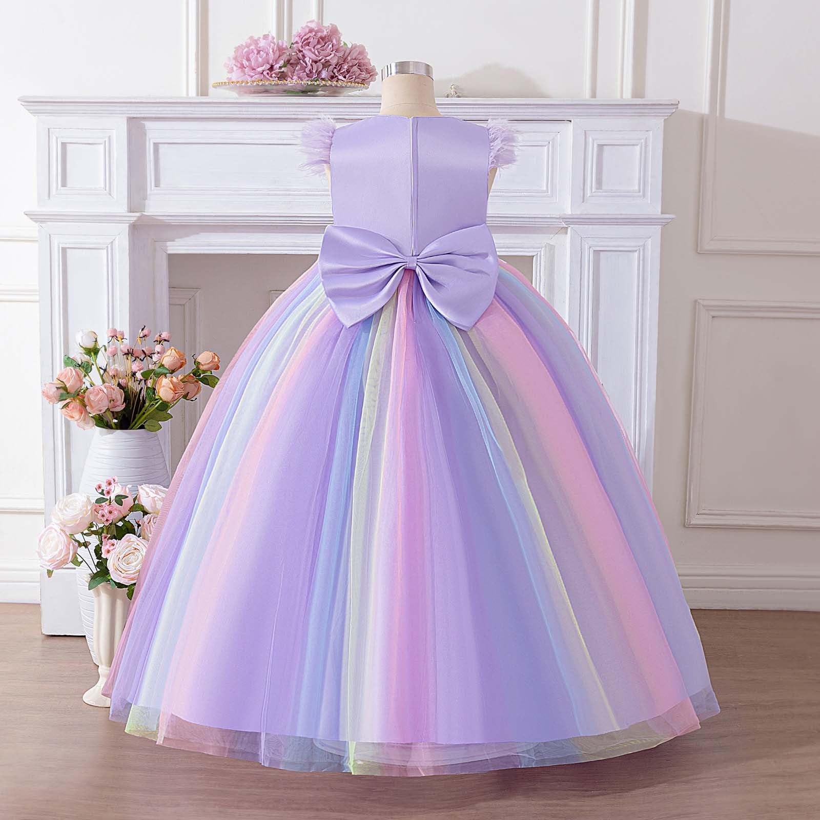 Festliches Mädchenkleid mit Schleife glitzerndem Tutu-Rock für Elegante Partys ideal für besondere Anlässe sommerliches Partykleid für von 8 bis 12 Jahren pflegen vielseitig tragbar