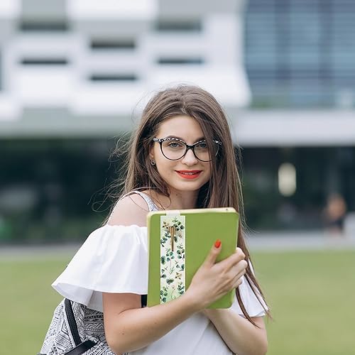 Miniatura 5 de Qilery 6 soportes para bolígrafos con banda elástica para cuaderno, hojas de cactus bohemias, minimalista, de piel sintética, funda ajustable para