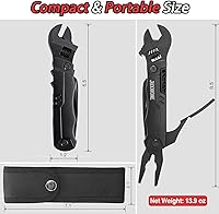 Vista 6 de Llave multiherramienta 19 en 1 – Llave ajustable de acero inoxidable con alicates, cuchillo, cortador de alambre, sierra, destornilladores