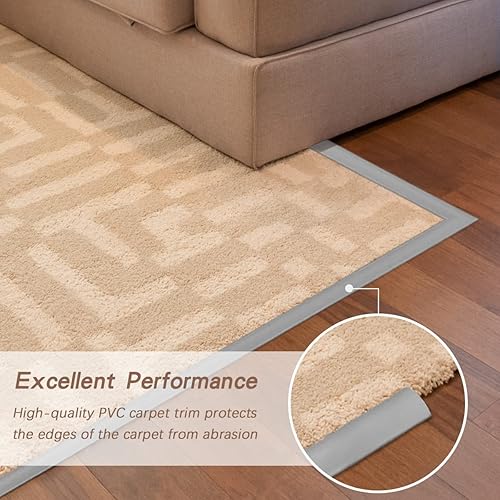 Miniatura 10 de SUVEUS Tira de transición de suelo de 10 pies, tira autoadhesiva para bordes de alfombra, tiras de umbral para altura de umbral inferior a 0.197in