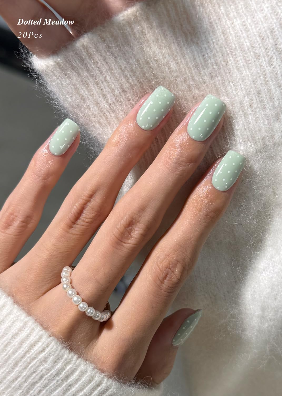 AutyaMee Semi Cured Gel Nail Strips (Dotted Meadow), 20 Pcs Gel Nail Wraps, Stickers, Salon Quality, Sun-Cured or UV-Cured