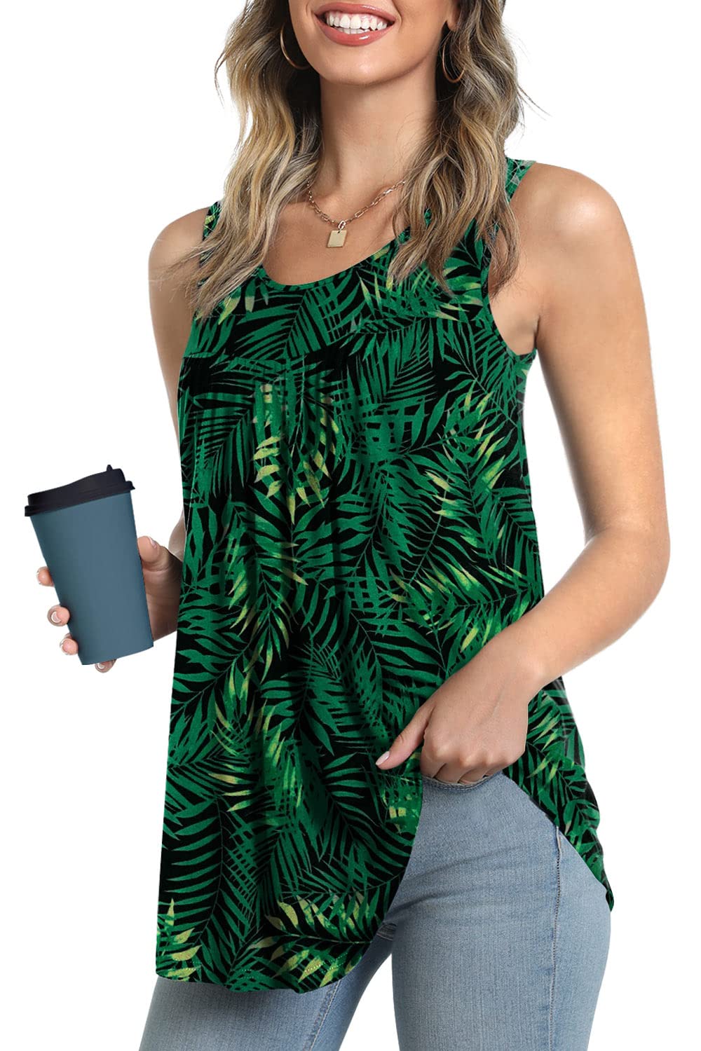 LONGYUAN Women's Tank Tops 2025 Summer Tunics Casual Sleeveless Shirts Ladies Loose Fit Blouses S-4XL