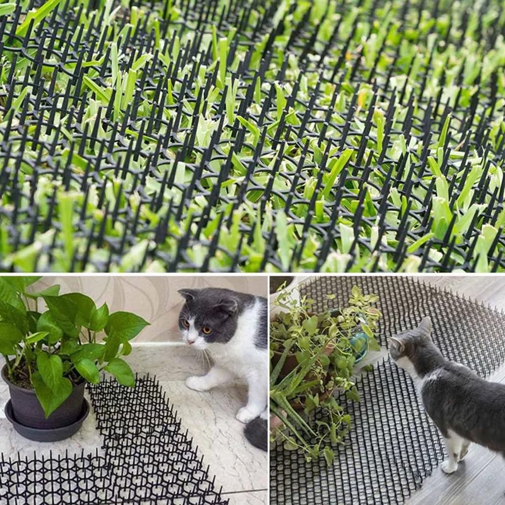 12 Pack Tappetino Anti Gatto,Tappetino Repellente per Gatti, Dissuasore Gatti con Punte,con 8 pioli ,Plastica Rete Spinata per Animali Selvaggio Protezione delle Piante da Giardino all'aperto 40*20cm