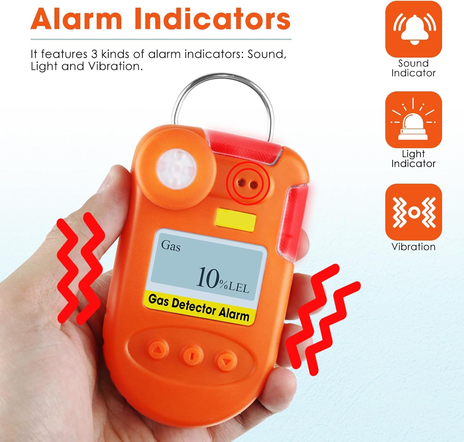 H2S Monitor Clip-On Gas Detector 0~100ppm High Precision H2S Gas Detector Hydrogen Sulfide Monitor with Backlit LCD Display, 3 Alarm Modes, 1500 Event Records with Timestamps for Various Environments