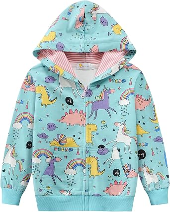 DDSOL Baby Girl Zip-up Jacket Toddler Hoodie Sweatshirt Light Winter Coat Fall Outwear 2t-7t
