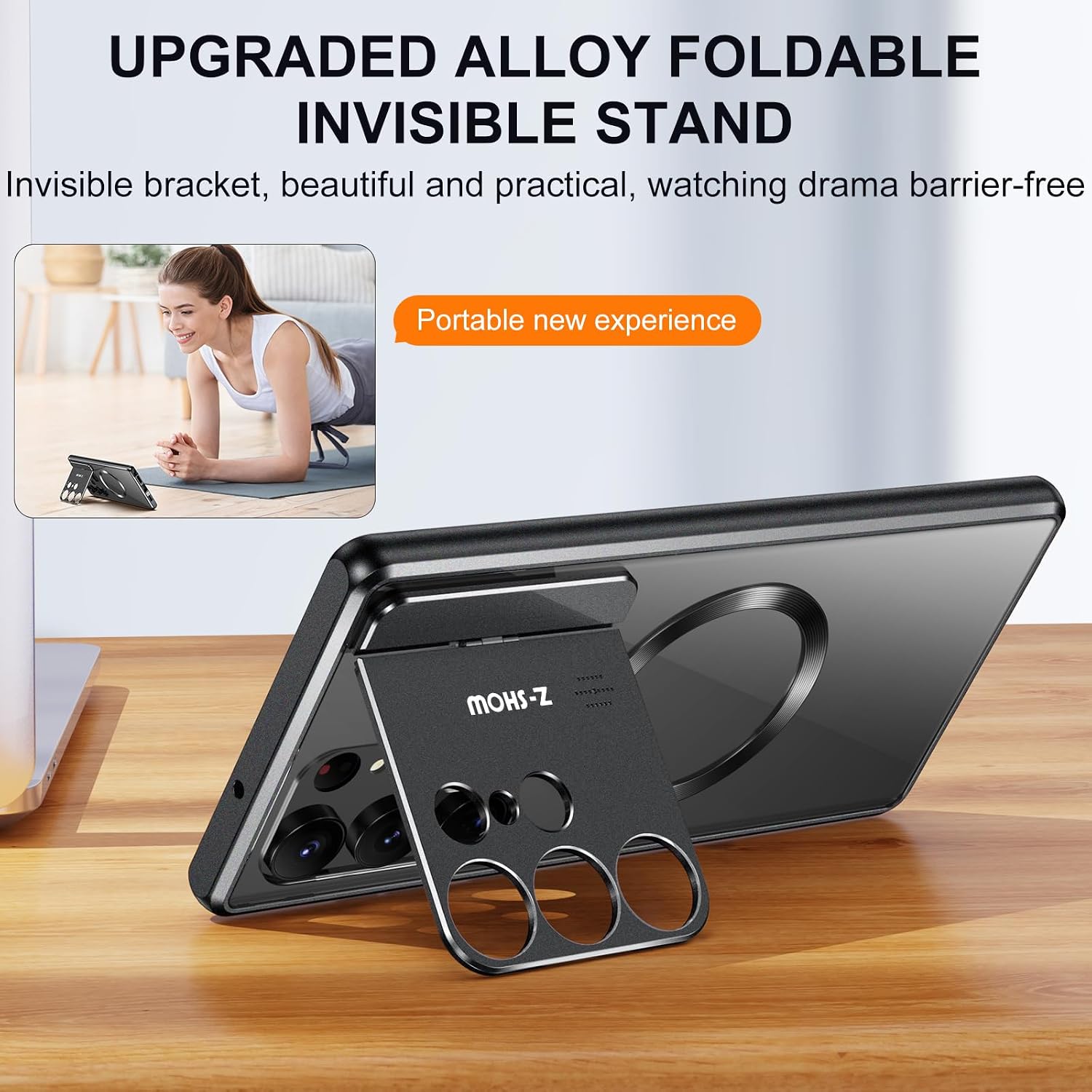 IVY Magnetic Case for Samsung Galaxy S24 Ultra S24U Ultra Case - Invisible Bracket Kickstand Case with Fragrance Aroma Slim Shockproof Phone Cover -Black