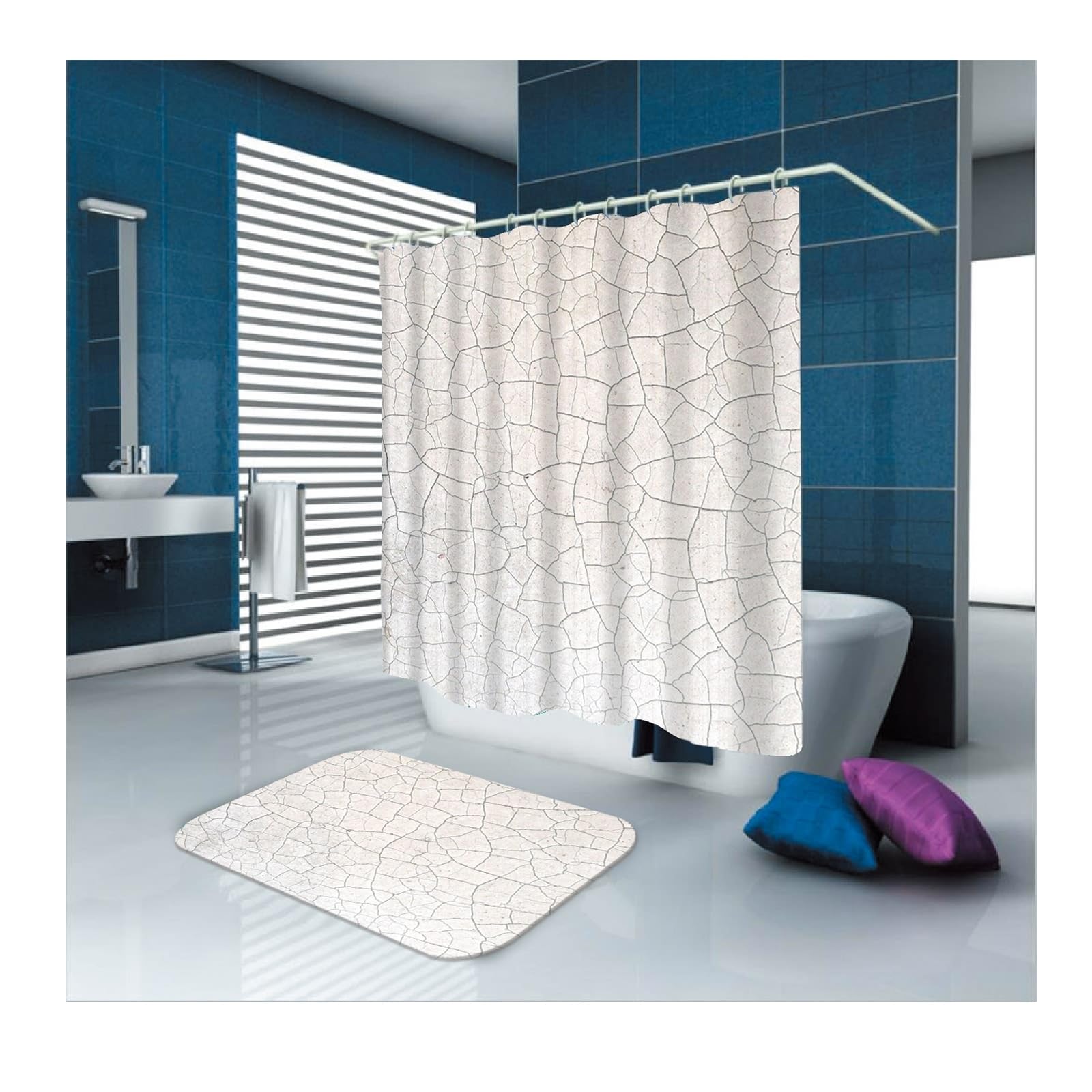 Rideau de douche anti-moisissure polyester blanc fini les fuites