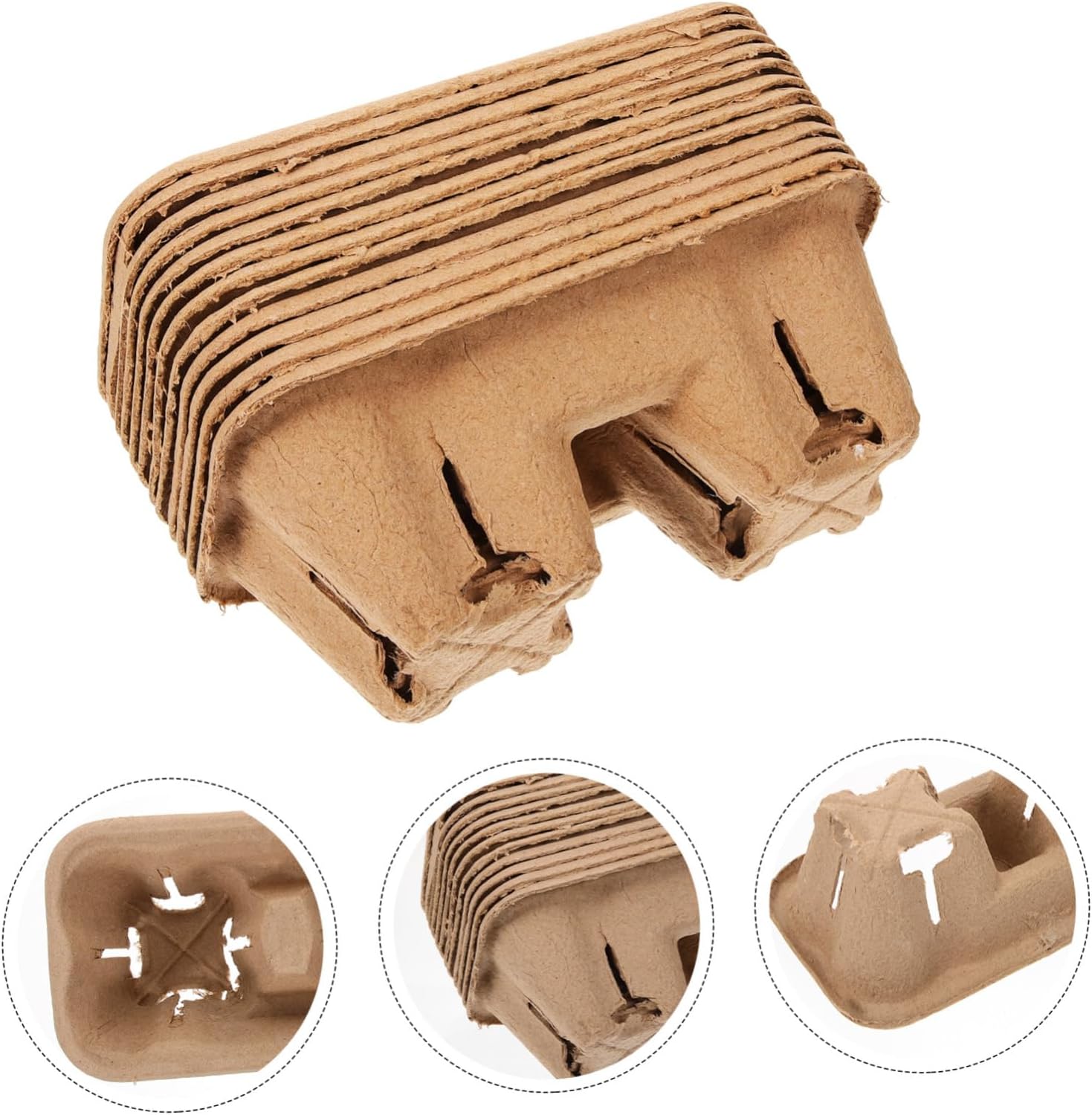 Mikinona 50pcs Paper Cup Holders Cup Carrier Take Holders Drink Carry Tray for Outdoor Events