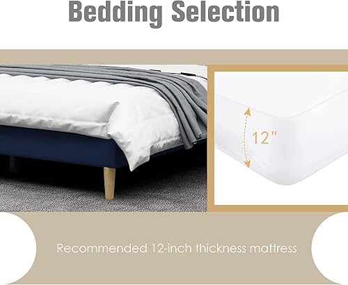 Miniatura 47 de AGARTT Base de cama tapizada tamaño individual con cabecero y estribo, soporte de listones de madera, no necesita somier, fácil montaje, terciopelo