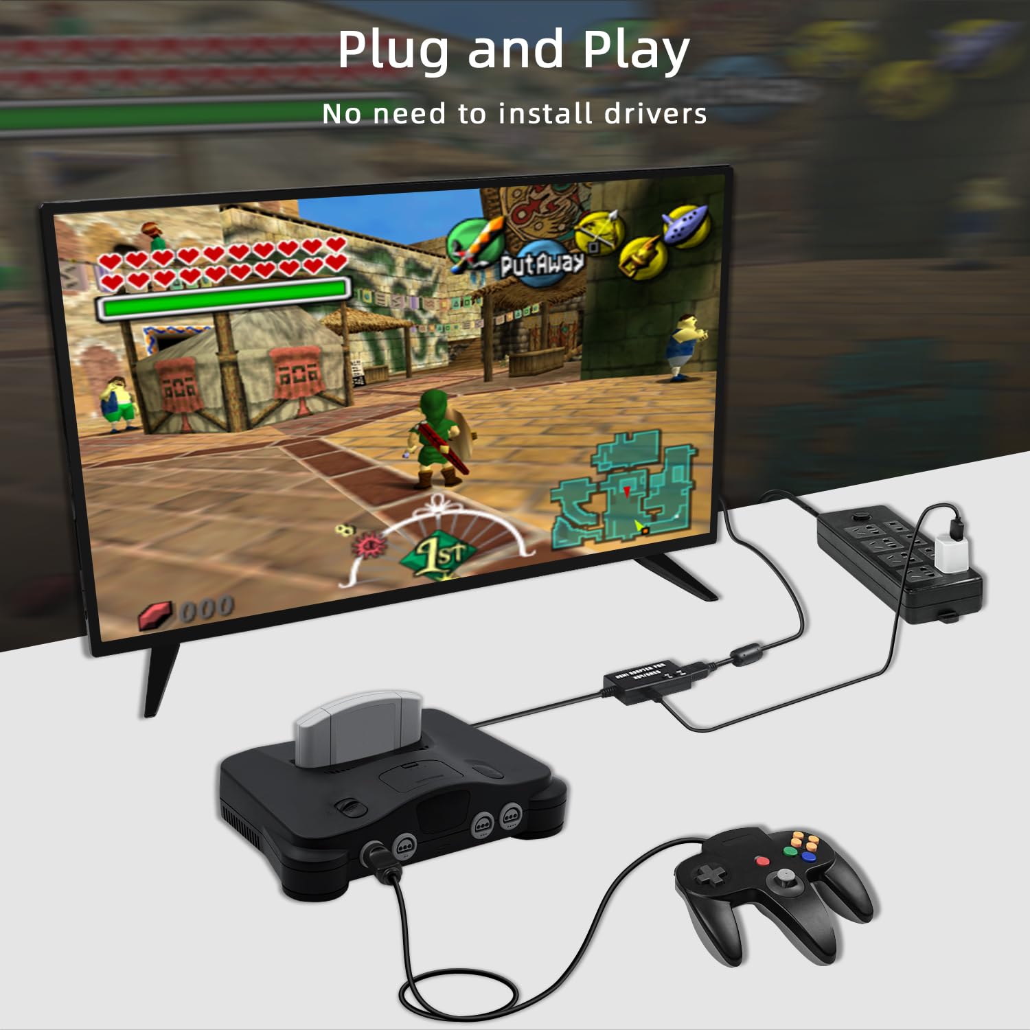 Mcbazel Konwerter N64 na HDMI dla konsoli N64/SNES. Kabel HDMI do HDTV obsługuje 480p/720p/stereo audio/współczynnik proporcji 16:9/4:3.