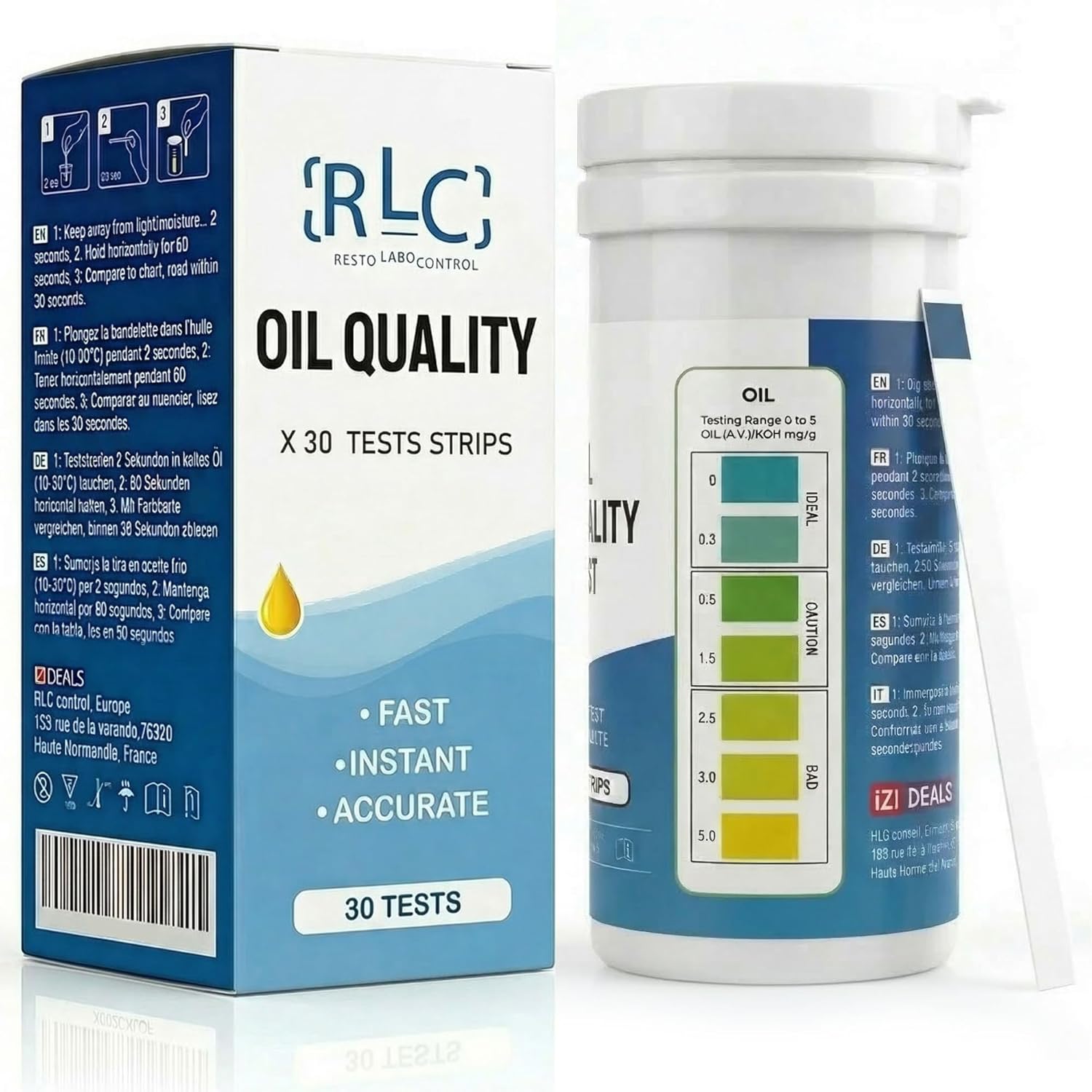 RLC FFA Frying Oil Quality Test Strips - HACCP Self-Control Kit - Fast Free Fatty Acid Analysis - Ideal for Restaurants, Snacks and Food Trucks