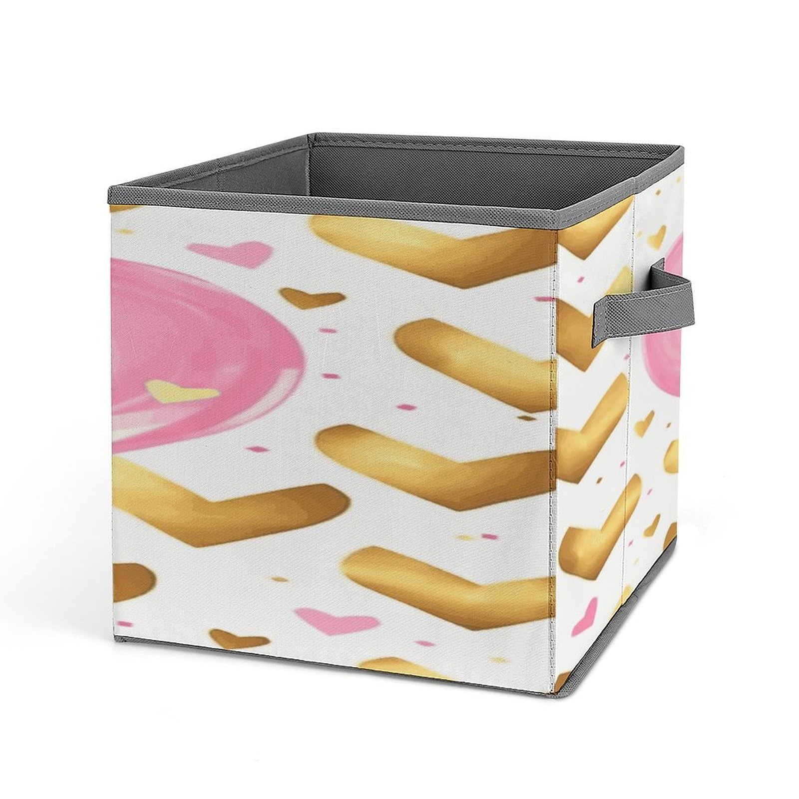 Fekiloot Style Gold Pink Heart Storage Bins Storage Baskets