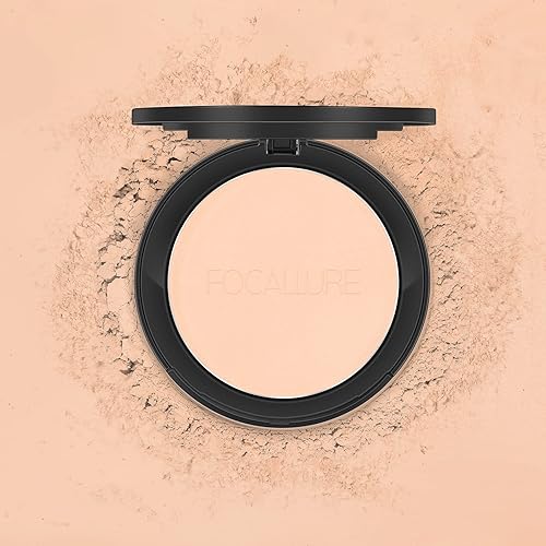Miniatura 9 de FOCALLURE Polvo prensado impecable, control de brillo y tez suave, maquillaje de base de polvo de ajuste prensado, polvo facial compacto portátil,