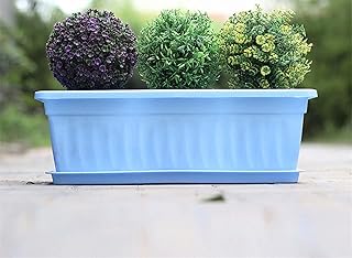 Macetero de Plástico Macetas para Ventana de 60,9 cm, para Ventana, Patio, Jardín, Hogar, Porche, Color Azul