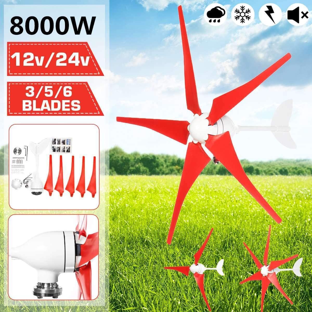 Produktbild von Vertikale Windkraftanlage 8000W Magnetische Levitation 8000W Vertikale Windkraftanlage - Magnet Levitation Für Haus & Garten Windgenerator Magnetische Levitation
