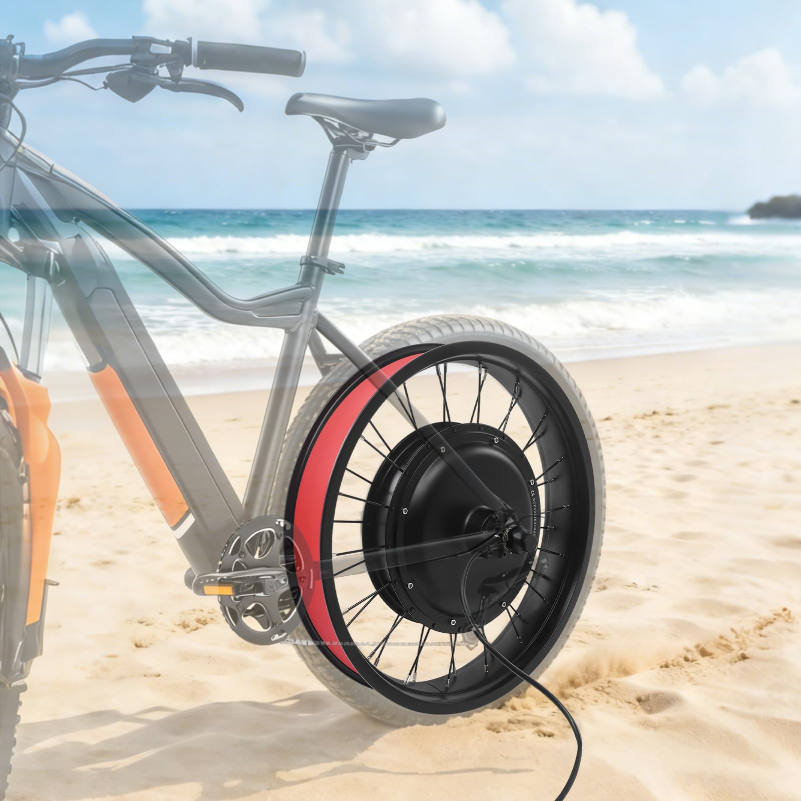 Kit de conversion pour vélo électrique - 1000 W - 48 V - 20" - Moteur électrique - Entraînement arrière : 40 Nm - Couple 30 A - Contrôleur max 45 km/h - Entraînement arrière - Écran LCD - Pour vélo de