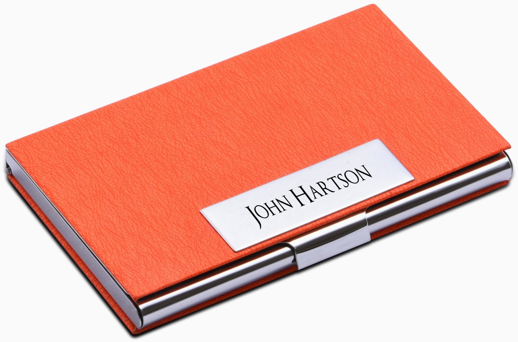 Personalized Free Custom Engraving Credit Card Business Card Holder Card Case (Orange)