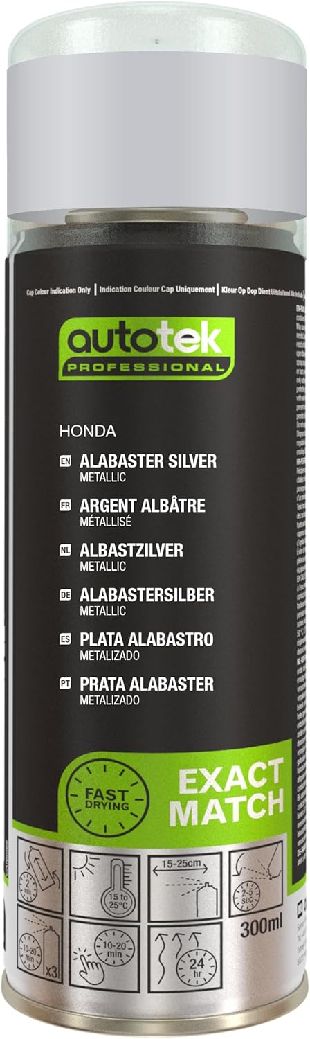 Autotek Professional Exact Match Car Spray Paint, Honda Alabaster Silver Metallic Aerosol Spray, 300 ml