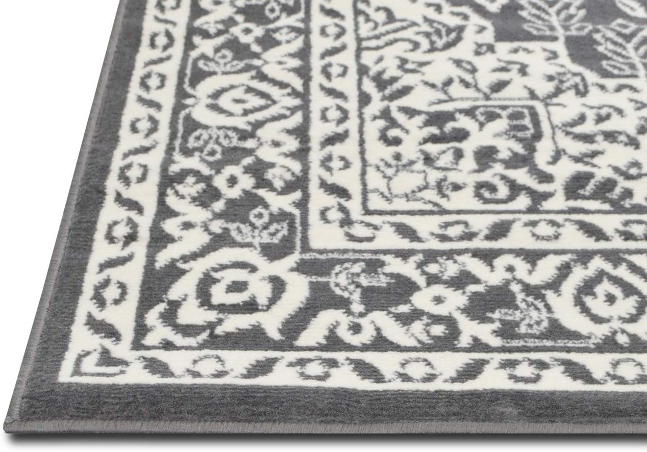 HR Traditional Rug for Living Room Antiqued Oriental Gray and White Area Rug Boho Décor Rugs for Bedroom