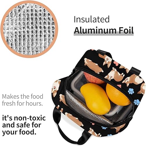 Miniatura 5 de Linda bolsa de almuerzo aislada para perros Corgi para mujeres y hombres, reutilizable, portátil, térmica, enfriadora, para el trabajo, picnic,