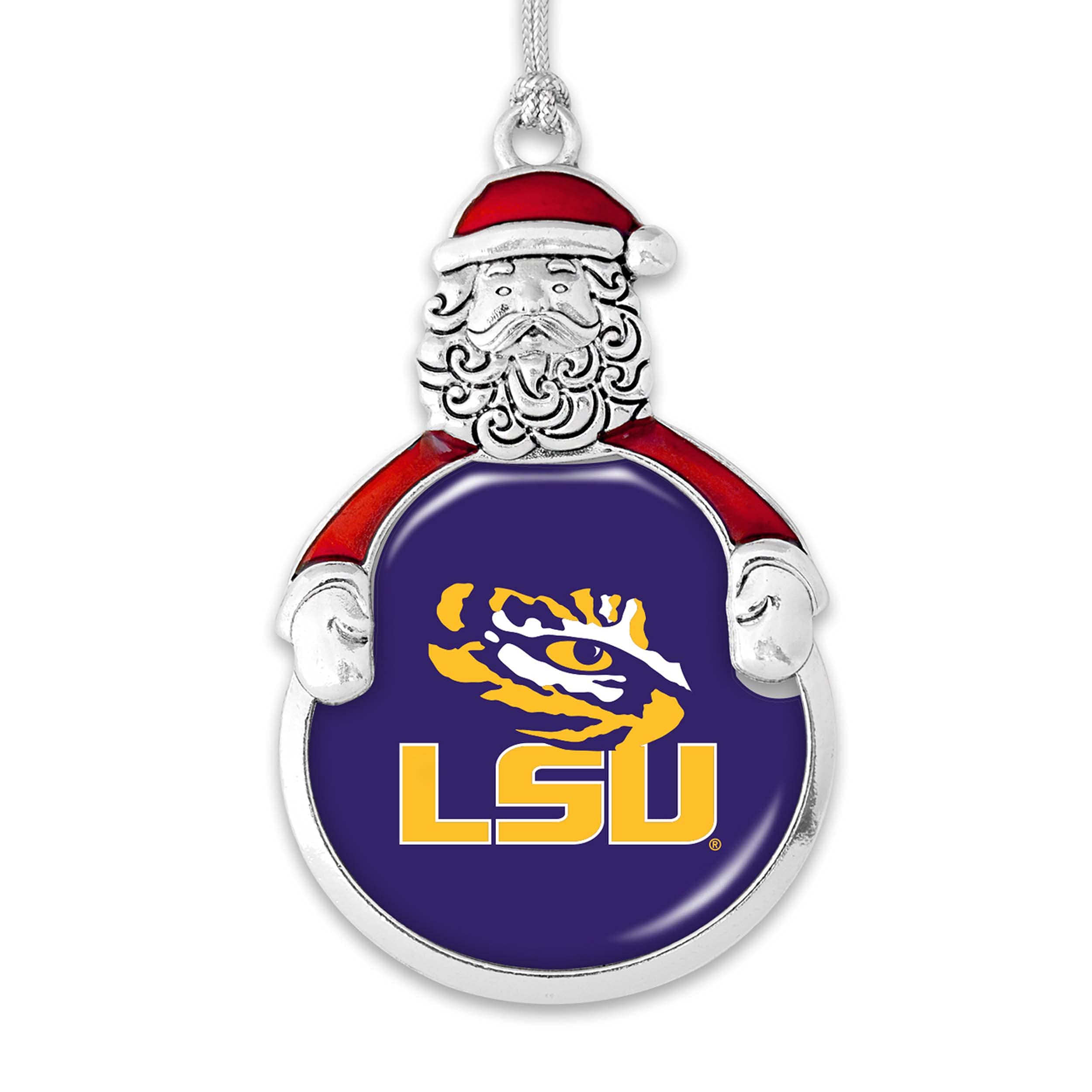 From the Heart Enterprises LSU Tigers Santa with Team Logo Silver Metal Christmas Ornament Gift Tree Decoration