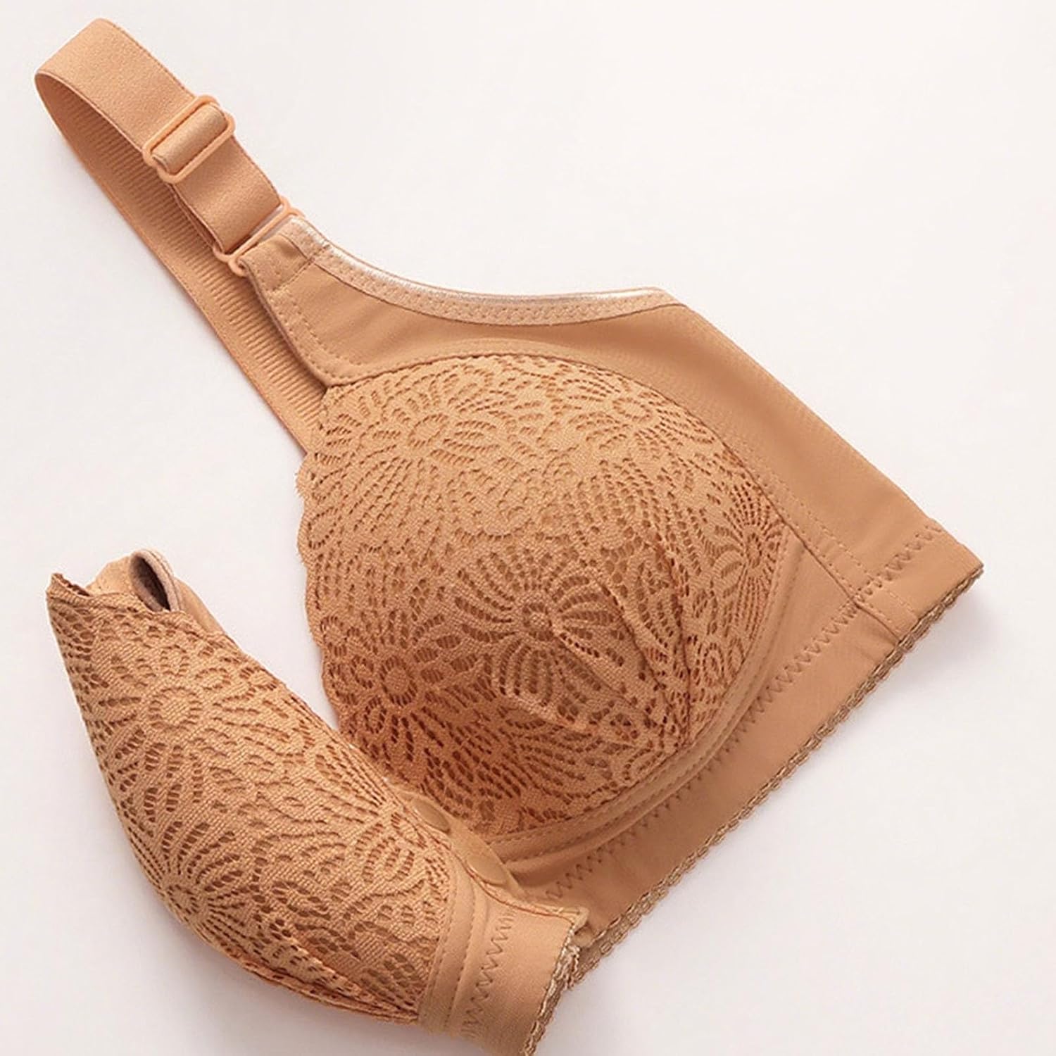 Front Closure Bra for Women No Underwire Snap Push Up Full Coverage Bra Adjustable Comfortable Solid Color Bralette
