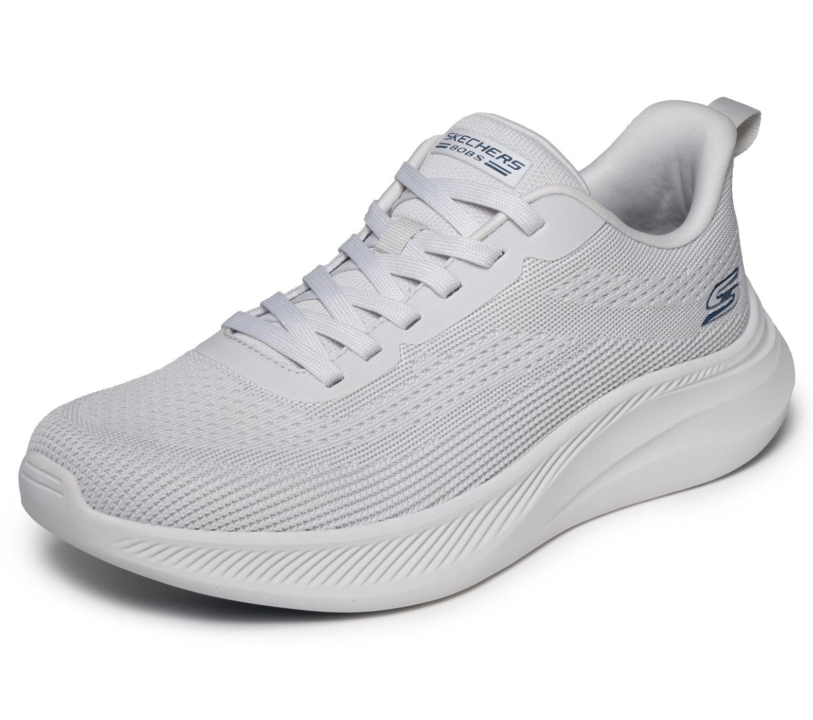 Skechers Men's Bobs Moda Flex Trainers, Light Gray Knit, 8.5 UK