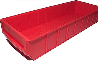 12 Industrial Boxes 300 x 183 x 81 mm Red Stackable Storage Container Shelf Boxes Stackable Made in Germany