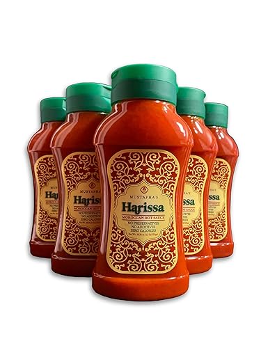 Mustapha's Harissa Hot Sauce - Pasta de pimiento picante original del norte de África, sin azúcar, sin conservantes, sin OMG, vegana, apta para