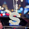 A Shape Bling Crystal Pendant Car Accessories for Women, Hanging Cute Rhinestone Rear View Mirror Accessories, Charm Interior Car Decorations for Girls, Wife, Valentine's Day, Christmas - Rainbow A