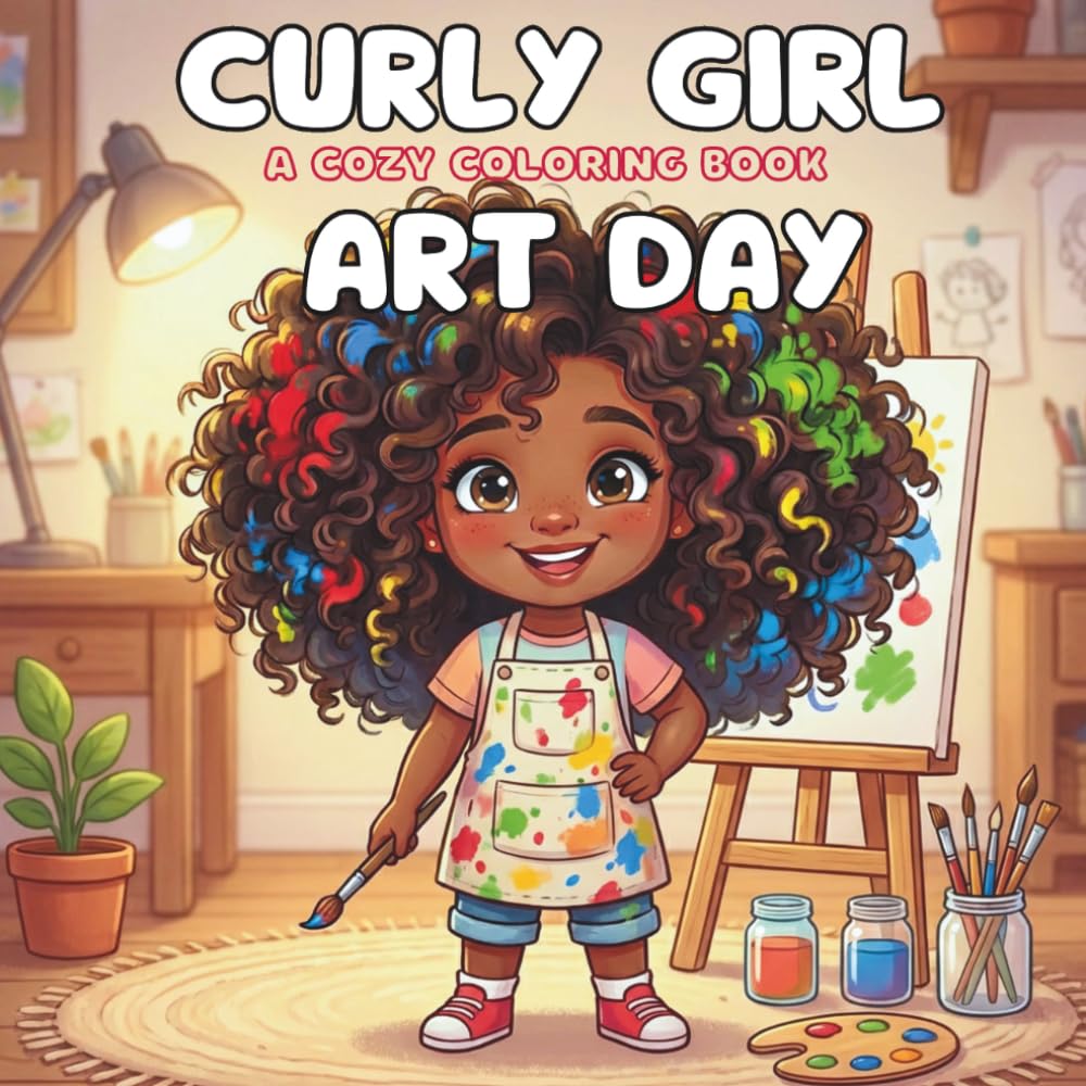 CURLY GIRL ART DAY: A Cozy Coloring Book (Curly Girl Series)