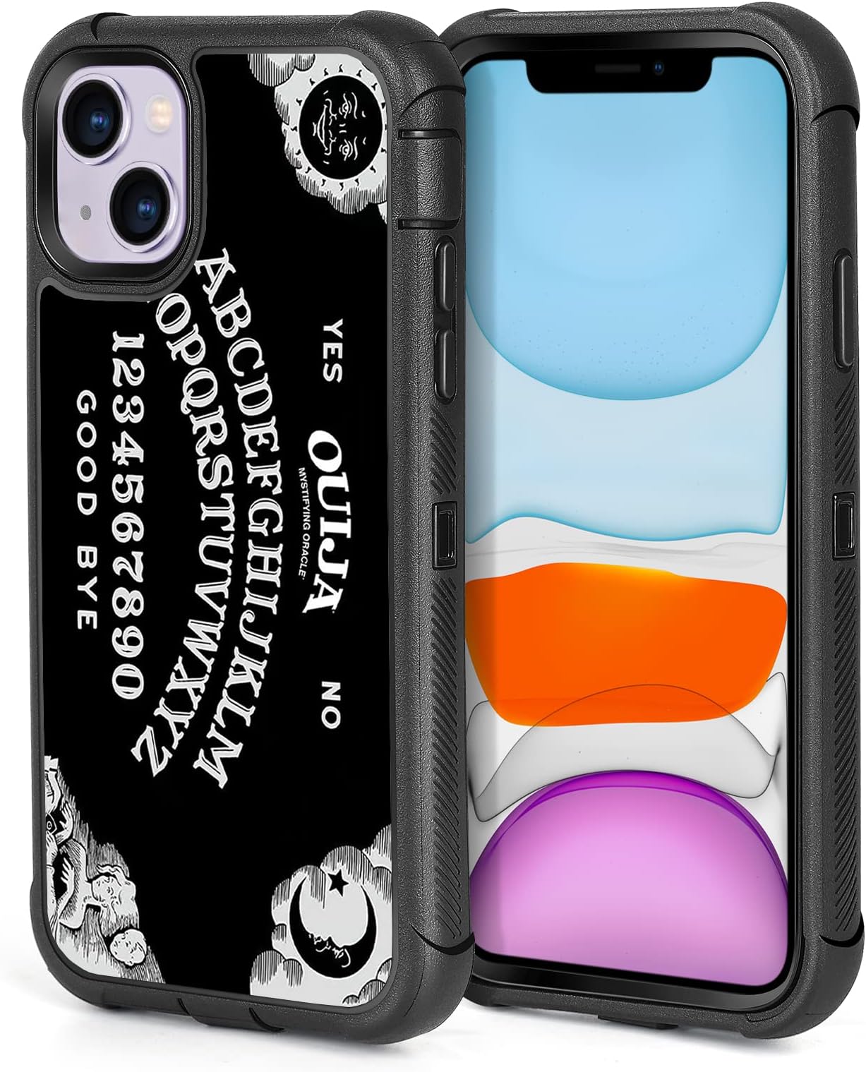 Compatible with iPhone 13 Case 14 Case Goth Ouija Board Gothic Design for Women Girls, 3-Layer Heavy Duty Rugged Shockproof Hard Plastic Bumper +Silicone Rubber Full Body Protection Cover