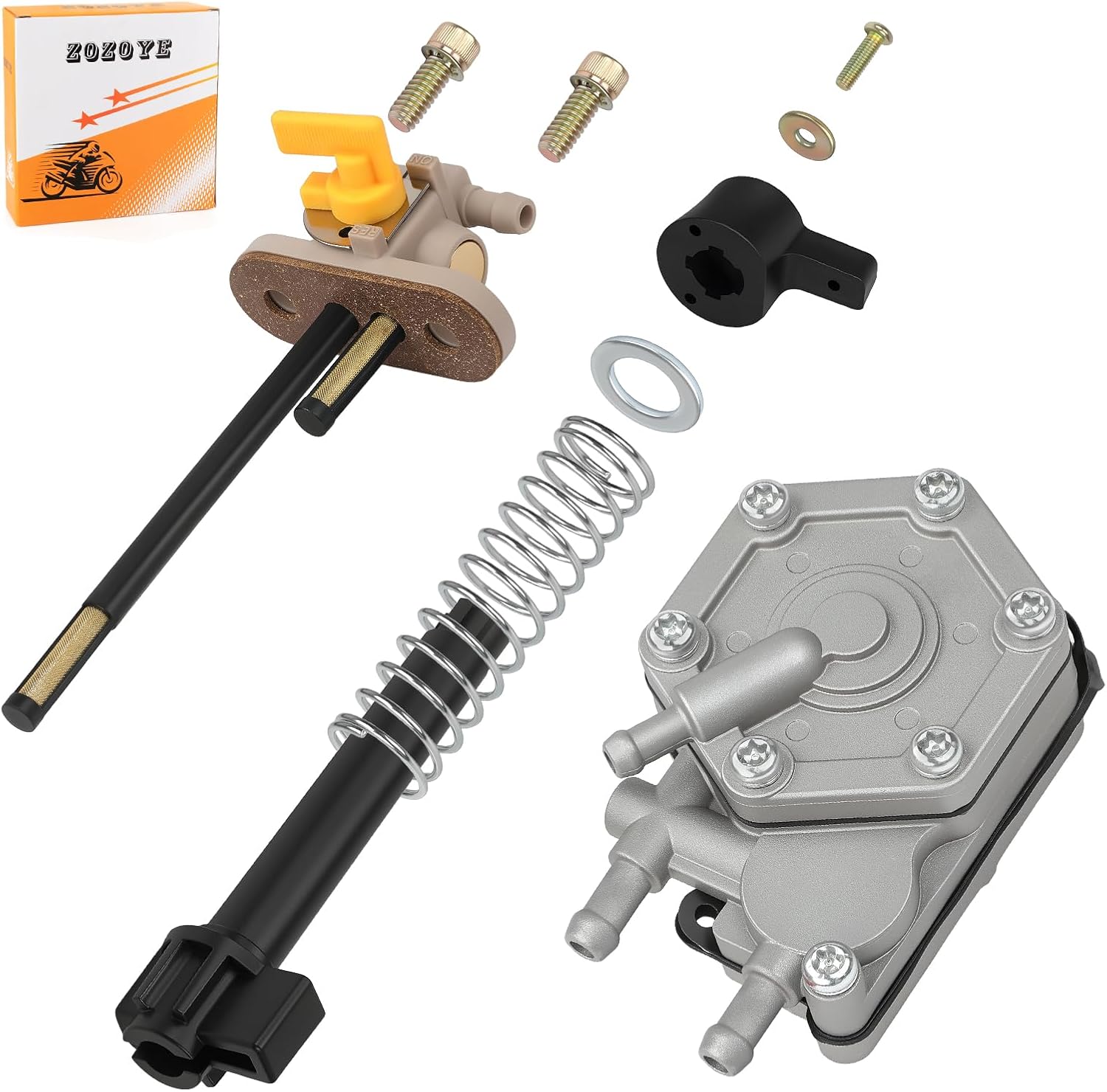 Petcock Fuel Shutoff Valve + Pump W/Lever Spring Kit For Polaris Magnum Big Boss Scrambler 425 500 1995-2001 7052190 7051014
