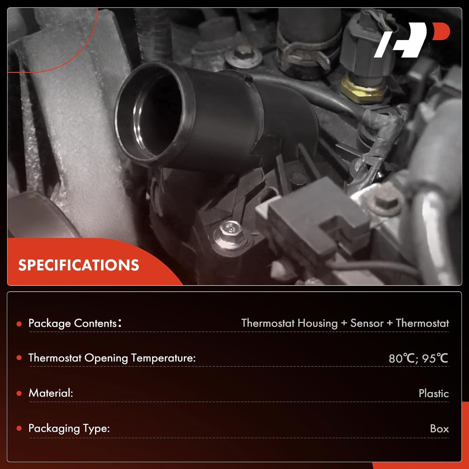 A-Premium Engine Coolant Thermostat Housing Assembly with Sensor Compatible with Volkswagen Jetta, Passat, Golf, Tiguan, Beetle, CC, Eos & Audi A1 Sportback & Seat Ibiza, Alhambra & Skoda Fabia