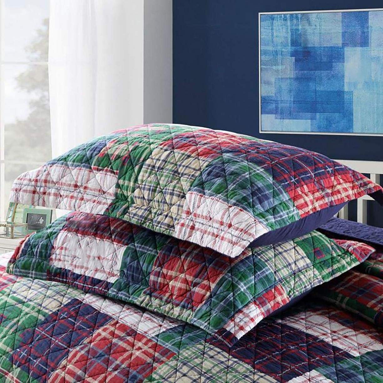 Amazon｜ヴィンテージ パッチワーク キルト ベッドスプレッド 枕