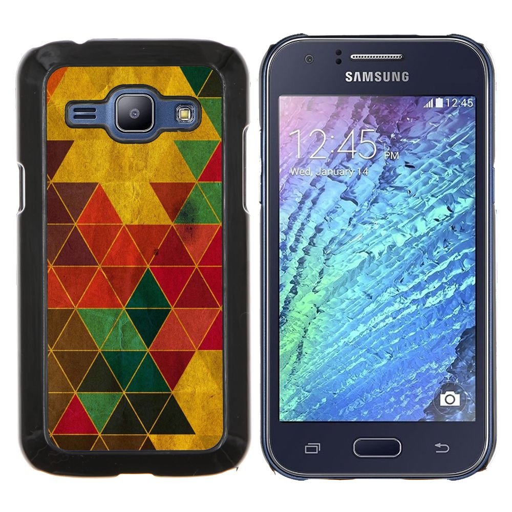 Samsung Galaxy J1 / J100 , Luminous-Blue - Hard Plastic Back Case Cover Shell (Color Triangles)