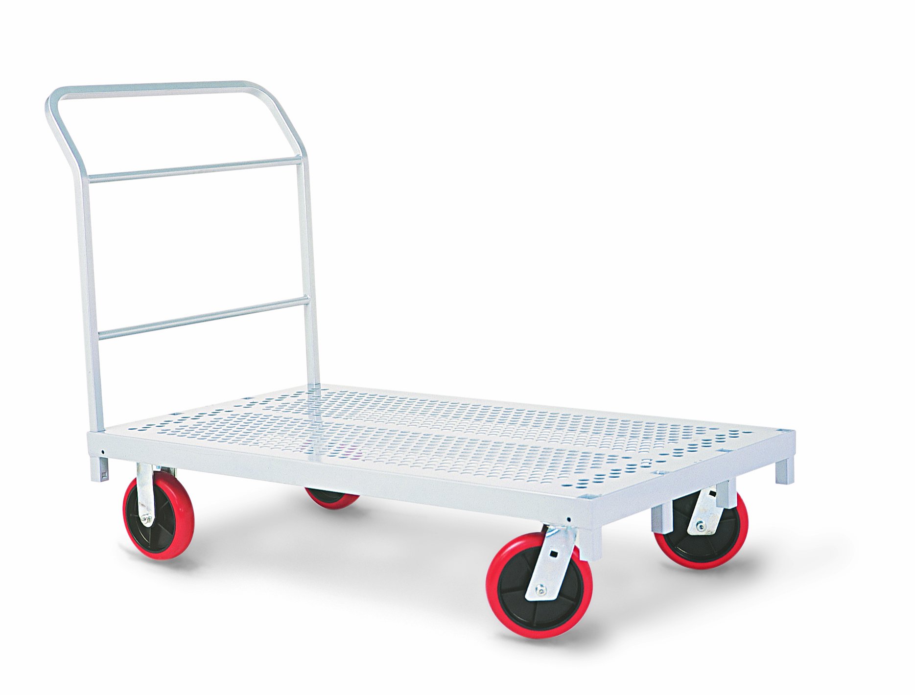 Raymond 3958 Steel Heavy Duty Platform Truck with 1 Push Handle and 8" x 2" Quiet Poly Caster, 2400 lbs Capacity, 54" Length x 30" Width