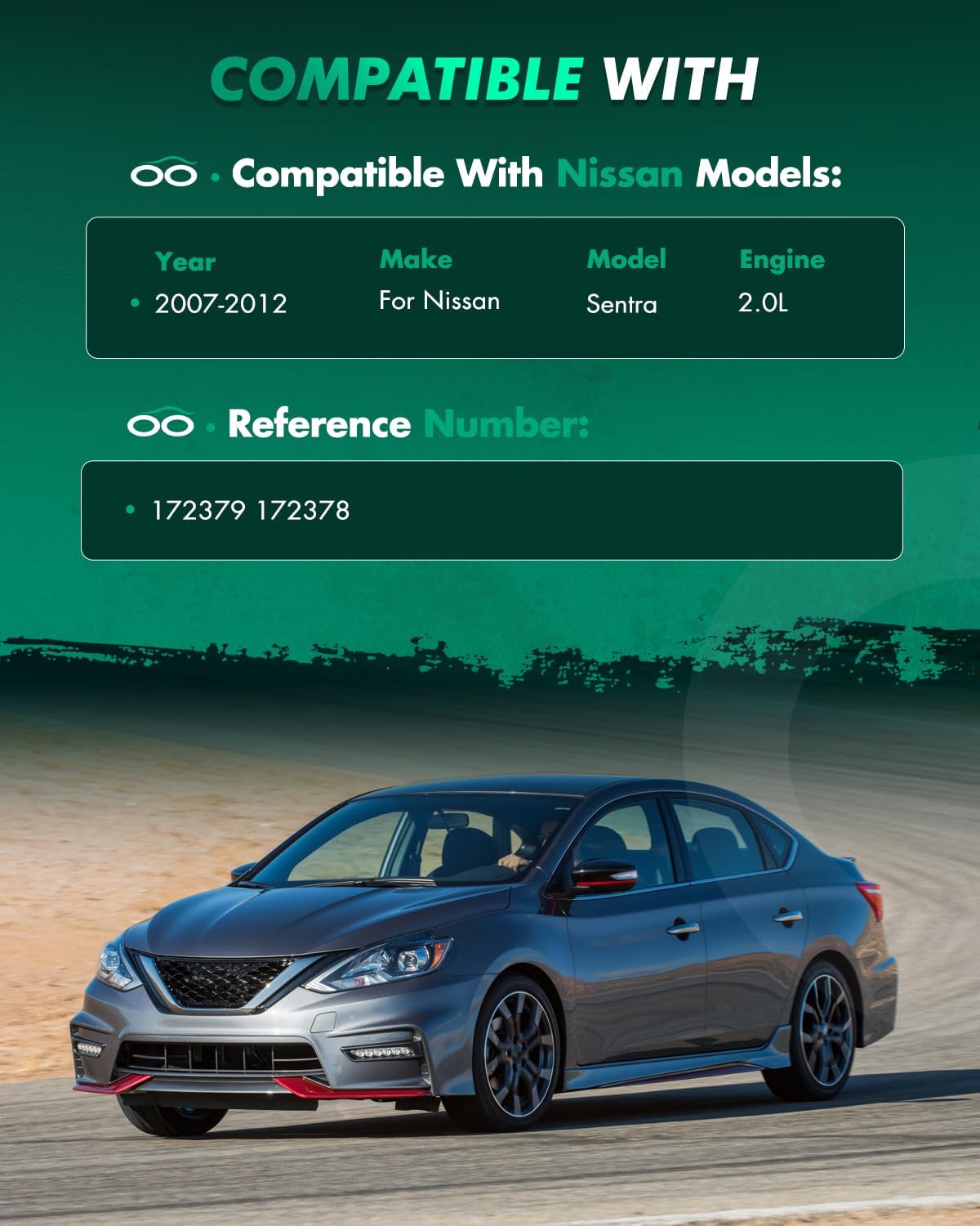 SCITOO Front Complete Struts Assembly Shock Absorber for Nissan Sentra 2007-2012 Automotive Replacement Struts 172379 172378 - Set of 2