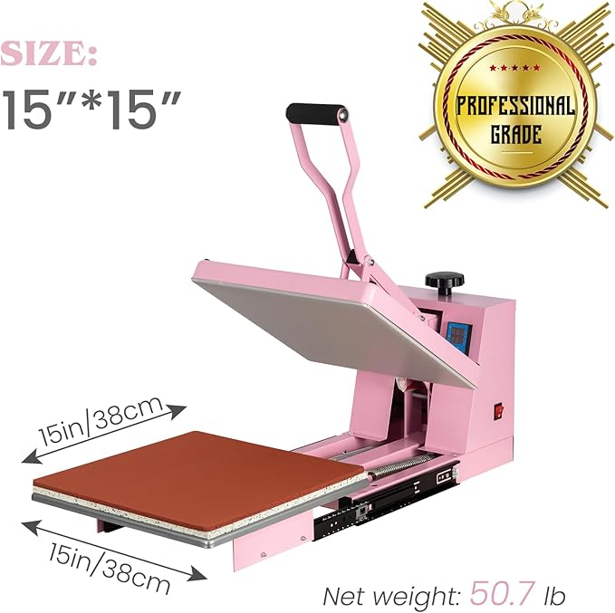 Termofijadora Manual Anranni 15x15 Pulgadas, 110V 1400W, Color Rosa miniatura 2