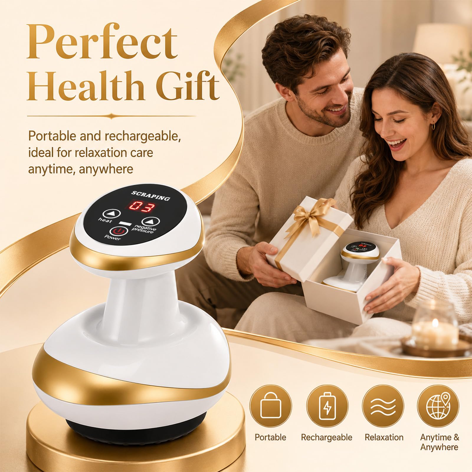 Massaggiatore Contro Cellulite 4 In 1,Con Coppettazione Sottovuoto&Gua Sha | 9 Potenza Di Aspirazione E 9 Calore,Massaggiatore Anticellulite Vacuum Favoriscono La Circolazione Sanguigna