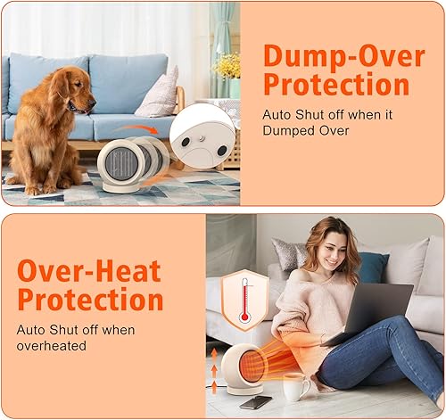 Miniatura 5 de Calentador de espacio, PTC de cerámicaportátil, calentador eléctrico de escritorio, ventilador de alto rendimiento para el hogar, dormitorio,