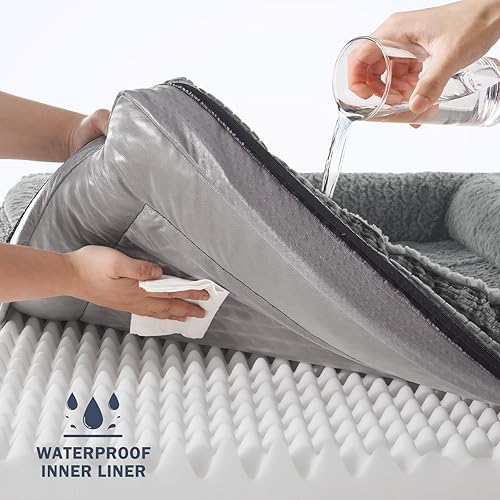 Miniatura 4 de INVENHO Camas ortopédicas para perros de gran tamaño, XL lavable, con espuma viscoelástica para perros, con funda extraíble lavable, forro