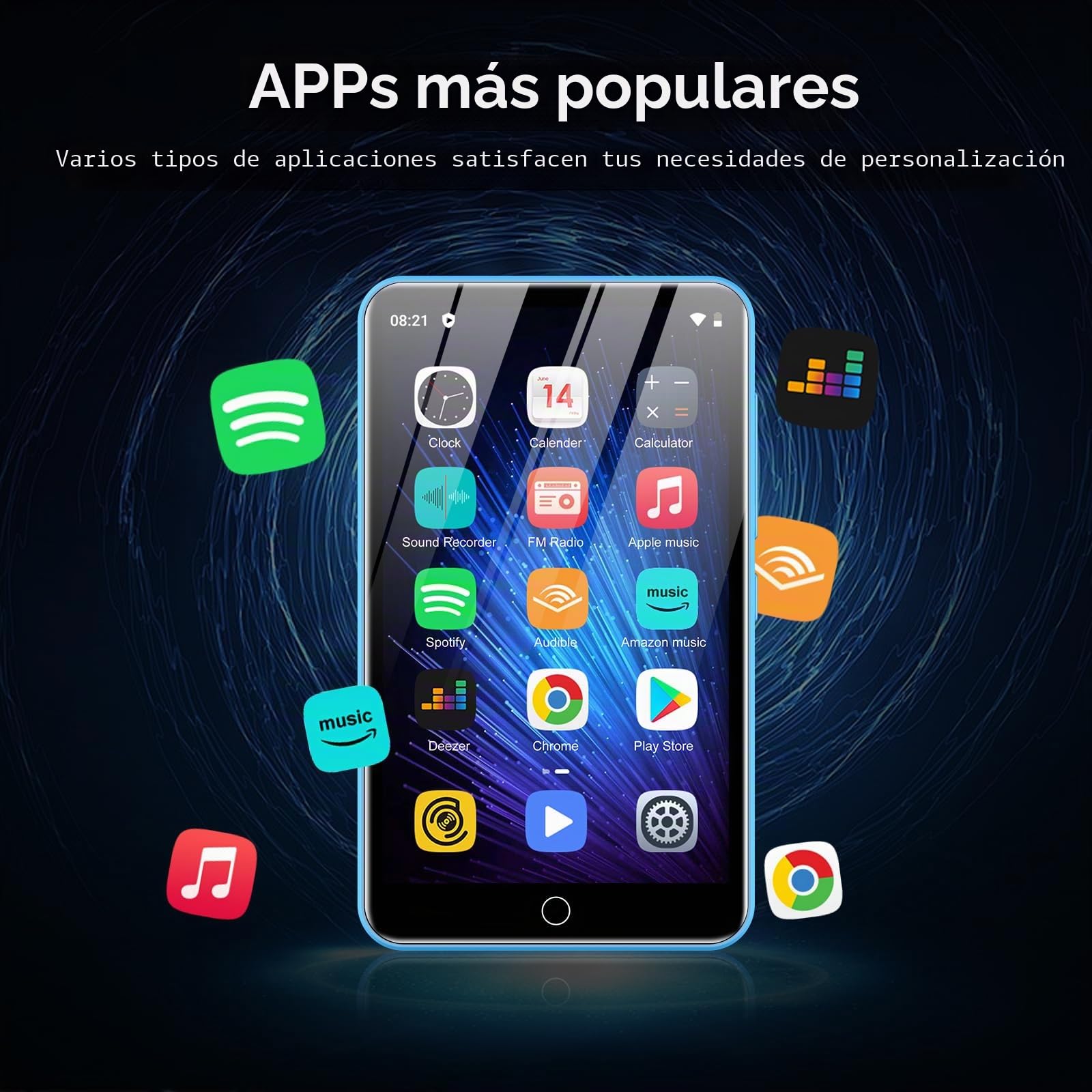 Reproductor MP3 con Bluetooth y WiFi, ZAQE 80 GB de Memoria y Sistema operativo Android, Pantalla táctil de 4 Pulgadas, música de Spotify, Altavoz Integrado,Reproductor MP4 para niños (Blue)