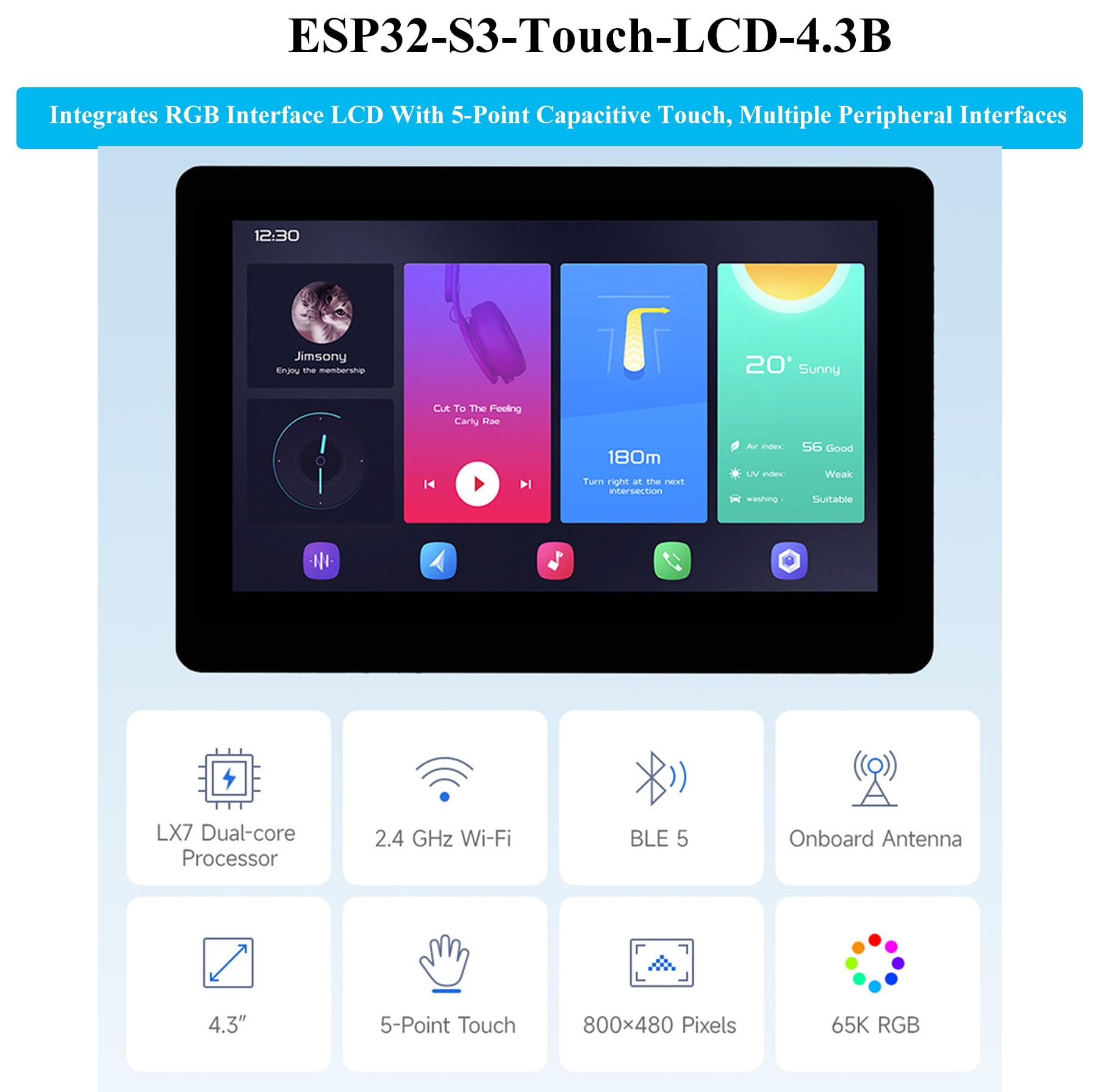 Amazon.com: ESP32-S3 4.3inch Capacitive Touch Display Development