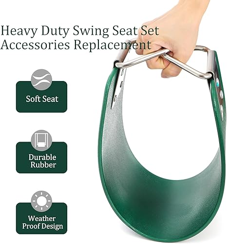 Miniatura 4 de WUWEOT Asiento de columpio, columpio de repuesto con anillo triangular de metal, soporta 250 libras, resistente, 24 x 6 pulgadas, juego de columpios