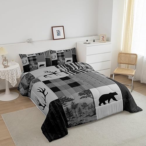 Miniatura 3 de Castle Fairy Juego de edredón de ciervos con cuernos de ciervo, juego de ropa de cama tamaño individual, juego de ropa de cama de caza con flechas