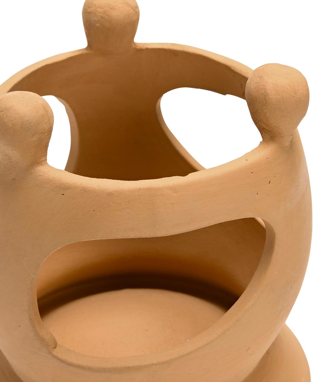 Creative Co-Op Handmade Terracotta Candle Holder with Circle of Figures