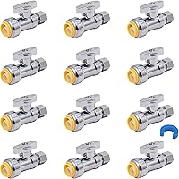Vista 13 de SUNGATOR Paquete de 2 válvulas de parada angular, válvula de cierre de agua angular de 1/2 x 1/4 de pulgada, cierre de agua del inodoro, 1/4