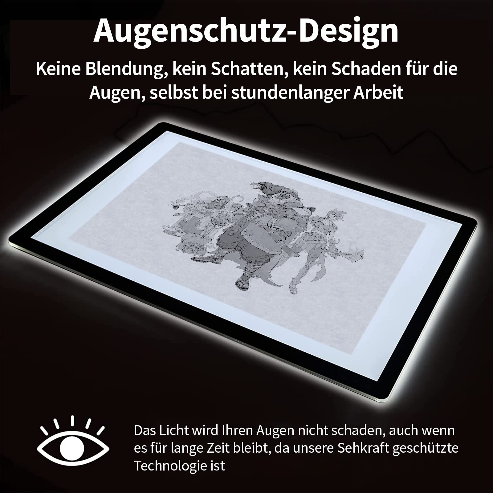 elice Table lumineuse LED A2, 7 mm ultra-mince, luminosité réglable en continu, grand panneau lumineux pour la peinture au diamant, le dessin, la conception de croquis, avec adaptateur 12 V 2 A